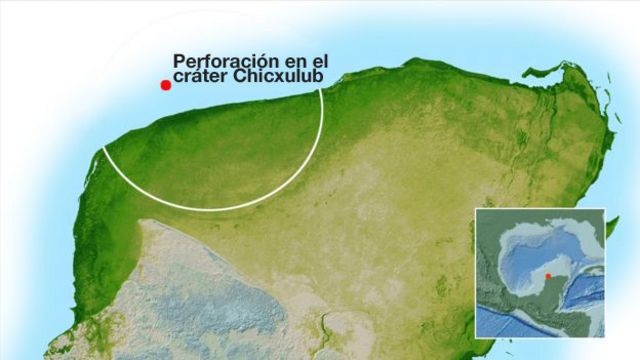 Cráter Chicxulub en la Península de Yucatán