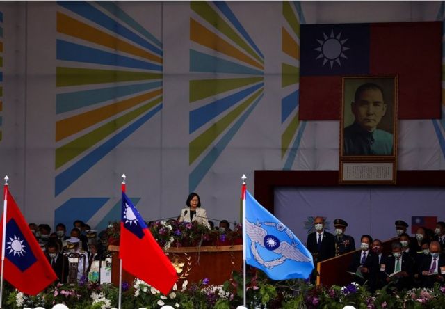 On October 10, 2022, Taiwanese President Tsai Ing-wen delivered a speech on the Double Tenth Festival in Taiwan.
