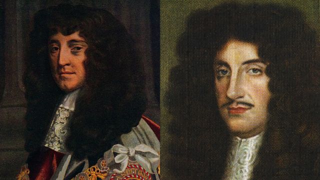 príncipe Rupert (izquierda) rey Carlos II (derecha)