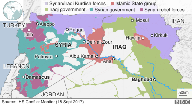 Map showing control of Syria and Iraq (18 September 2017)
