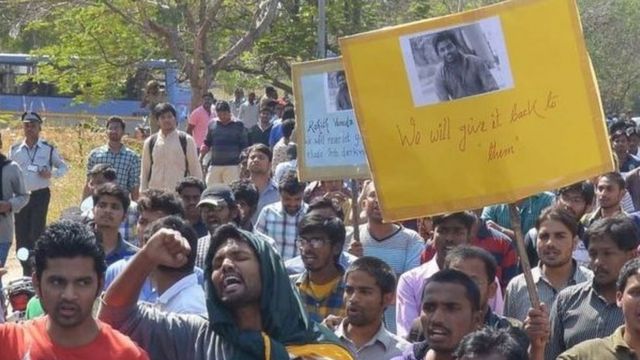rohith vemula supporters in protest