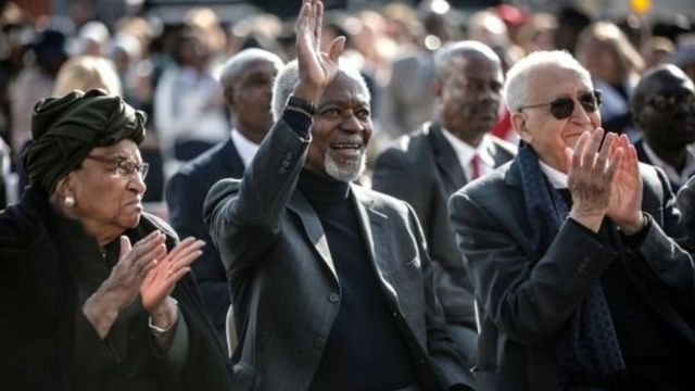 Kofi Annan was photographed just a month before his death attending an Elders event in celebration of Nelson Mandela's 100th birth anniversary in Johannesburg