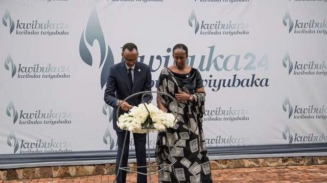 Prezida Kagame n'umupfasoni wiwe mu mihango yo kwibuka jenoside yakorewe abatutsi ku nshuro ya 24