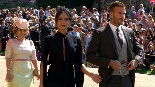 Victoria and David Beckham arriving at St George's Chapel