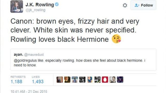 Tweet by JK Rowling