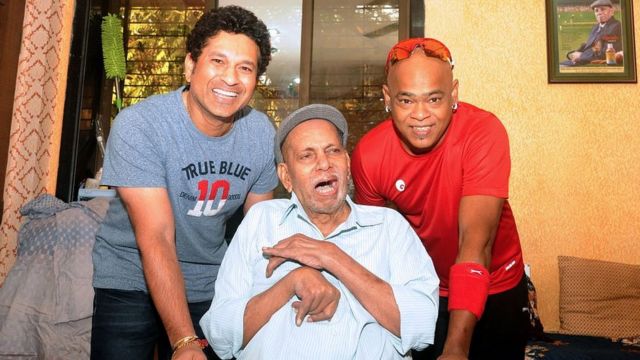 అచ్రేకర్తో సచిన్ టెండూల్కర్, వినోద్ కాంబ్లీ