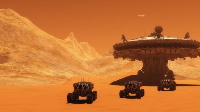 Ilustración de estación en Marte