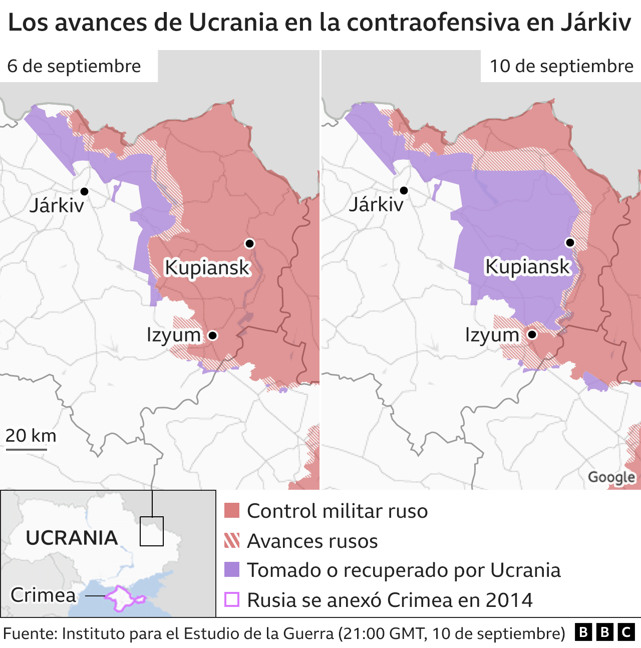 mapa del avance ucraniano en el sur del país
