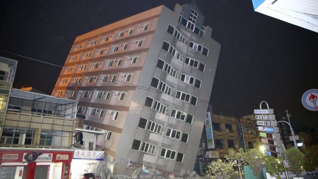 A building damaged in the quake