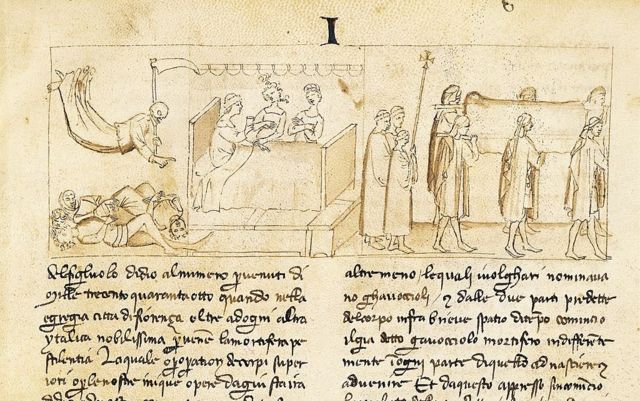 16. yüzyılda Floransa'da etkili olan veba salgınını tasvir eden çizimler.