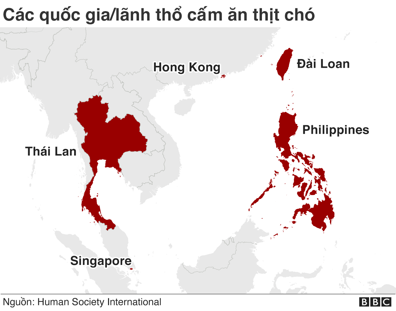 Các quốc gia/lãnh thổ cấm ăn thịt chó