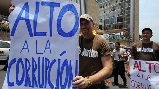 Protesta contra la corrupción en Honduras.