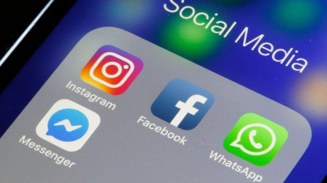 Aplicativos do Instagram, Facebook, WhatsApp e Messenger no celular