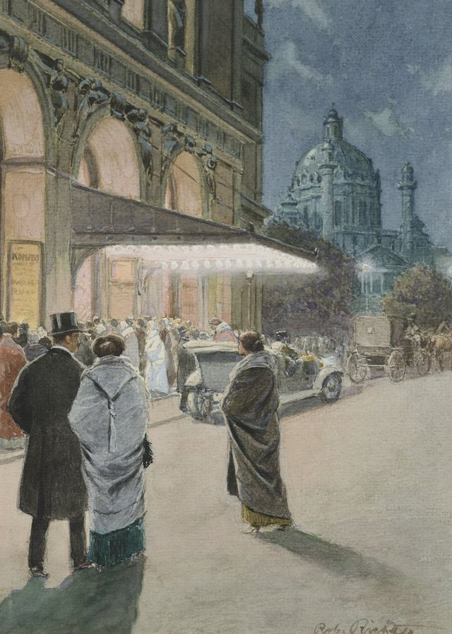 "Concerto no Musikverunde em Viena", 1913. Aquarela.
