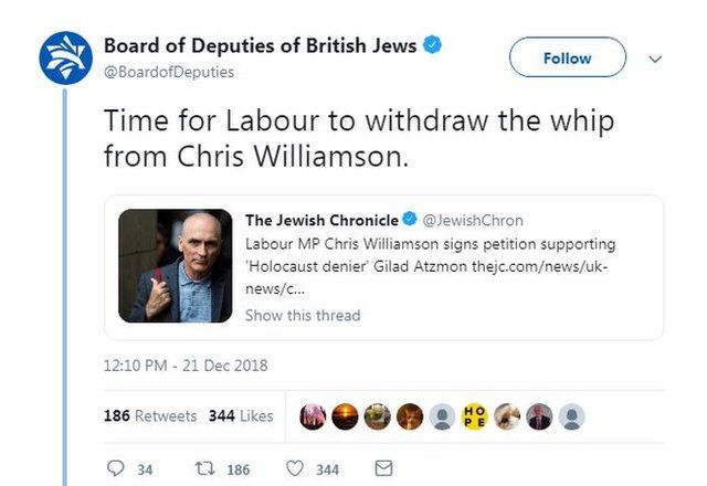 Board of Deputies of British Jews tweet