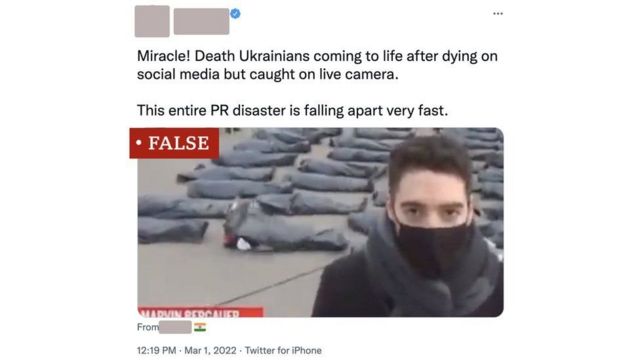 این ویدئوی تظاهرات تغییرات اقلیمی در وین است که به‌عنوان اخبار کشته‌شدگان جعلی در جنگ اوکراین استفاده‌شده است.