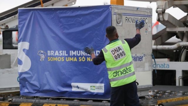 Two million doses of AstraZeneca/Oxford vaccines against the coronavirus disease arrive in Brazil from India