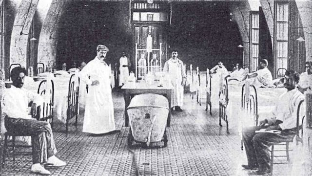 Sala de enfermos con peste bubónica en un sanatorio de Rosario, en 1900