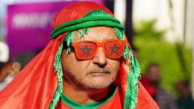 A Moroccan fan at the 2022 World Cup matches in Qatar