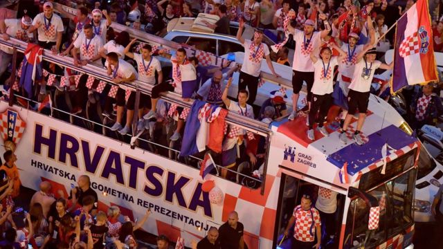 Les joueurs de l'équipe nationale de Croatie et leurs fans