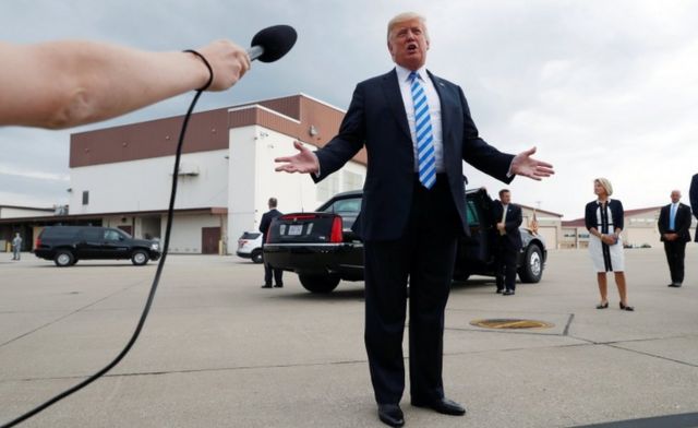 Trump speaks to reporters in West Virginia