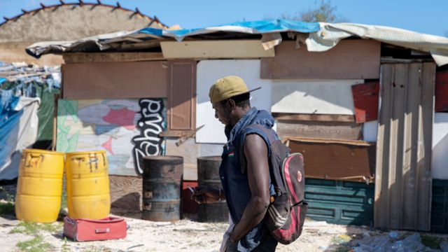 Boja the builder in the ghetto near Campobello di Mazara, Sicily, Italy.