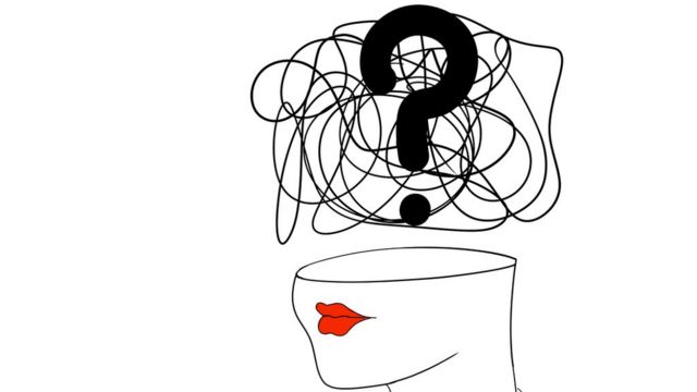 Woman's head with question mark