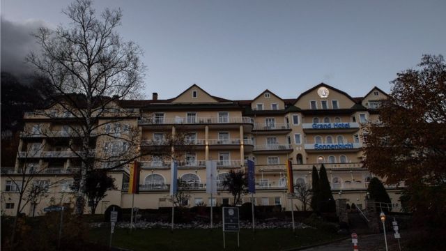 Exterior view of the Grand Hotel Sonnenbichl in Garmisch-Partenkirchen, Germany, 27 October 2020. According to media reports, the town"s Grand Hotel Sonnenbichl was chosen by Thai King Maha Vajiralongkorn and his entourage to spend their quarantine amid the ongoing coronavirus pandemic. Local media report that the Thai monarch, who was crowned Rama X in 2019, lives for much of his time with his household in the southern German state of Bavaria. EPA/PHILIPP GUELLAND