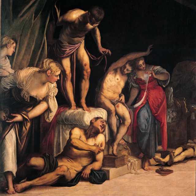 San Roque curando a las víctimas de la peste (San Rocco risana gli appestati), por Jacopo Robusti conocido como Tintoretto, 1549