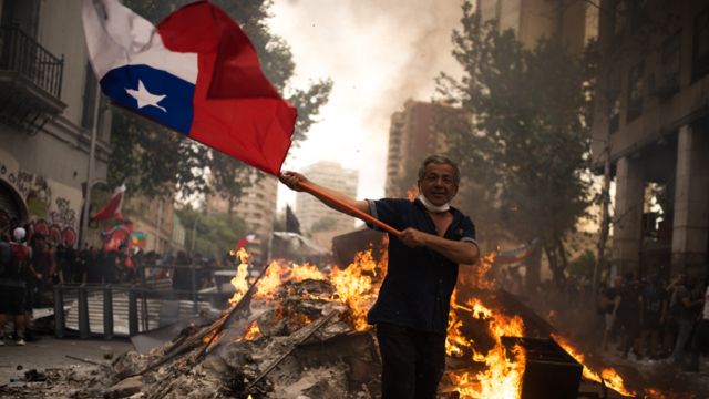 Protestas en Santiago.