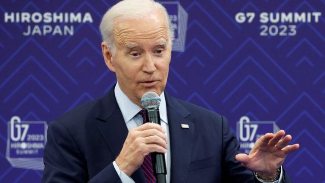 Joe Biden durante la cumbre del G7 en Hiroshima, Japón, marzo 2023