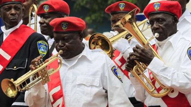 Liberia National Police officers (LNP) parade the streets in commemoration of Liberia's 169th Independence anniversary in Monrovia, Liberia - Tuesdsay 26 July 2016