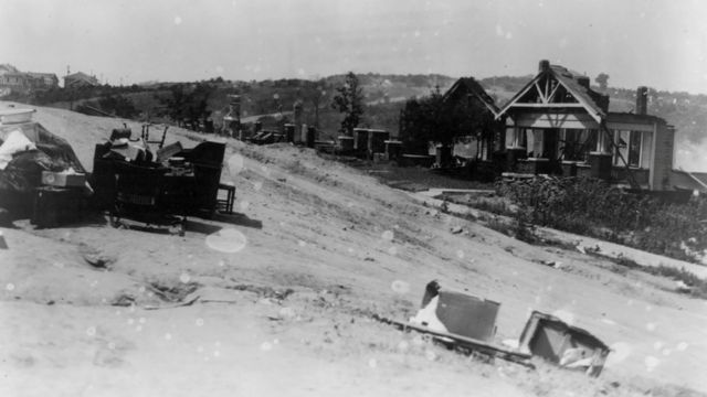 Destrozos en Tulsa, Oklahoma, en 1921