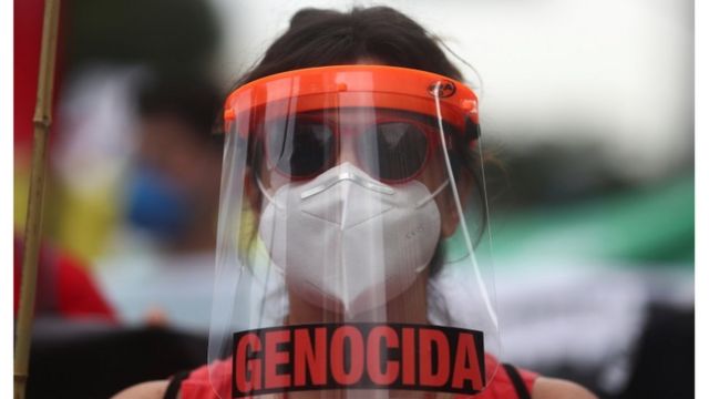 Manifestante contra Jair Bolsonaro no Rio de Janeiro, 19 de junho de 2021