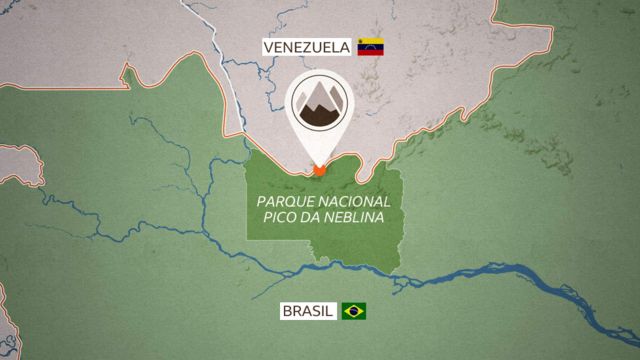 Ubicación en el mapa del Parque Nacional Pico da Neblina.