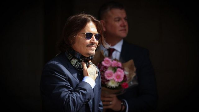 Johnny Depp arrives at Royal Courts of Justice, Strand on July 24, 2020 in London, England.