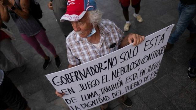 Una protesta contra Luma en San Juan