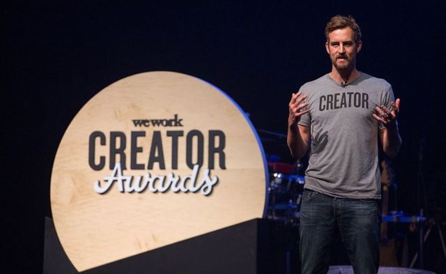 Miguel McKelvey speaks during the WeWork Creator Awards at the Moody Theater in Austin, Texas, United States, on June 27, 2017.
