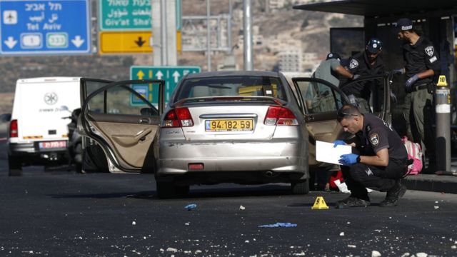 The first explosion occurred at a bus station at the entrance to Jerusalem