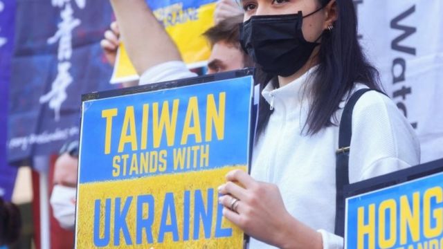 在俄罗斯入侵乌克兰问题上，台湾与欧盟国家一样明确表示支持乌克兰。(photo:BBC)