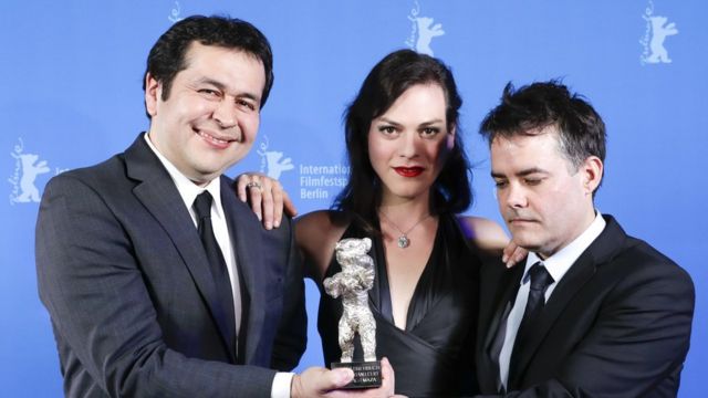 Gonzalo Maza (izq.), Daniela Vega y Sebastián Lelio.