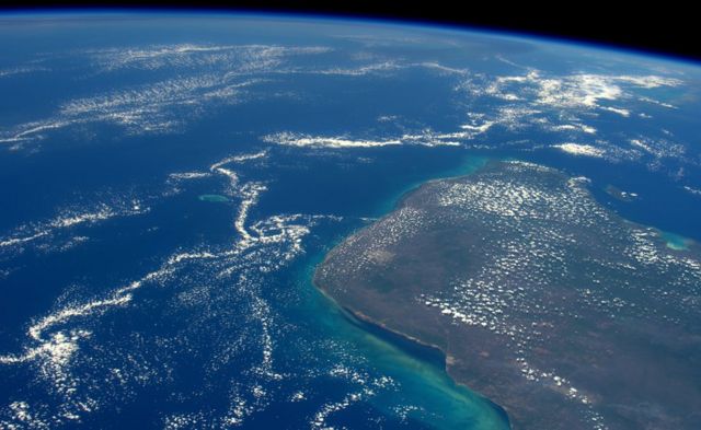 从国际太空站俯瞰墨西哥的尤卡坦半岛(photo:BBC)