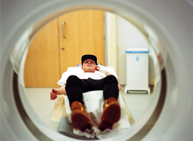 Joe awaiting a CT scan