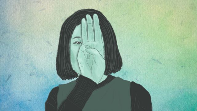 Illustration of a woman activist in Myanmar holding the three-finger salute