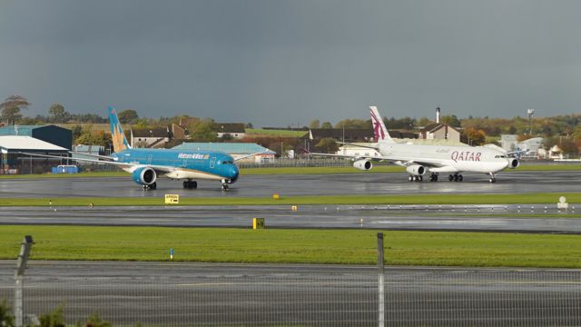 Planes parked up at Prestwick Airport