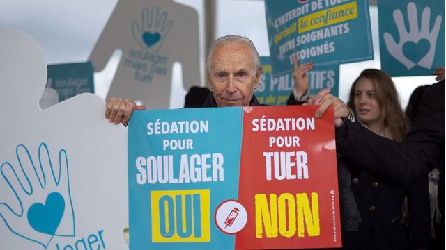 Manifestación en Francia contra la eutanasia.