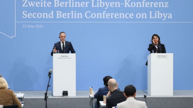 وزير الخارجية الألماني ونظيرته الليبية في مؤتمر برلين 2
