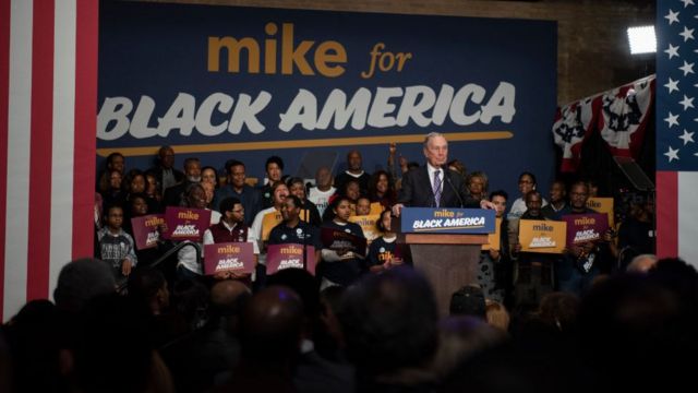 Mr Bloomberg campaigns for black voters in Houston, Texas on 13 February, 2020.