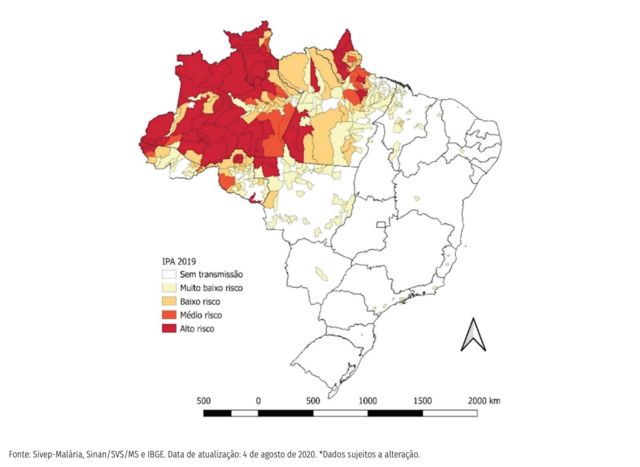 Mapa da malária no Brasil