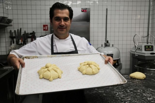 Irving Quiroz with Pan de Muerto dough